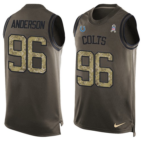 Men's Limited Henry Anderson Nike Jersey Green - #96 Salute to Service Tank Top NFL Indianapolis Colts